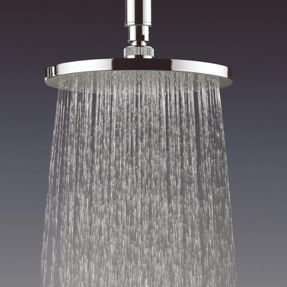 Close up product lifestyle image of the Crosswater Central 200mm Easy Clean Shower Arm