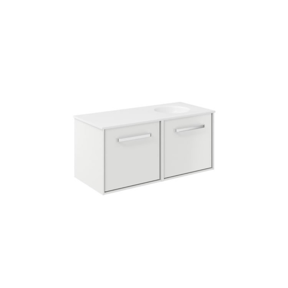 Cutout image of Crosswater Infinity 1000mm Matt White Wall-Hung Vanity Unit & Right-Handed Basin